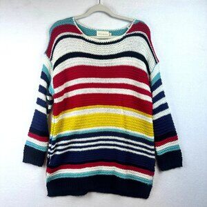 Dreamers Knit Coquette Oversized Sweater Size Small Medium Striped Retro Y2K